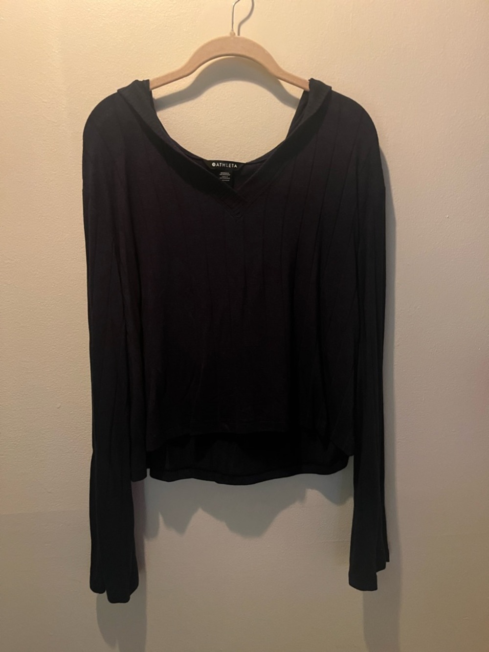 Athleta Navy V-Neck hooded Pullover tee